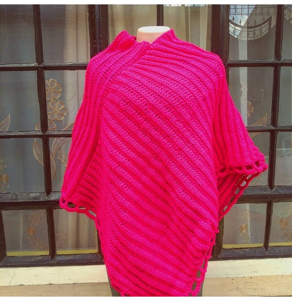 Pink Crochet Poncho