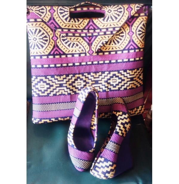 Ankara Low Wedges with a Bag