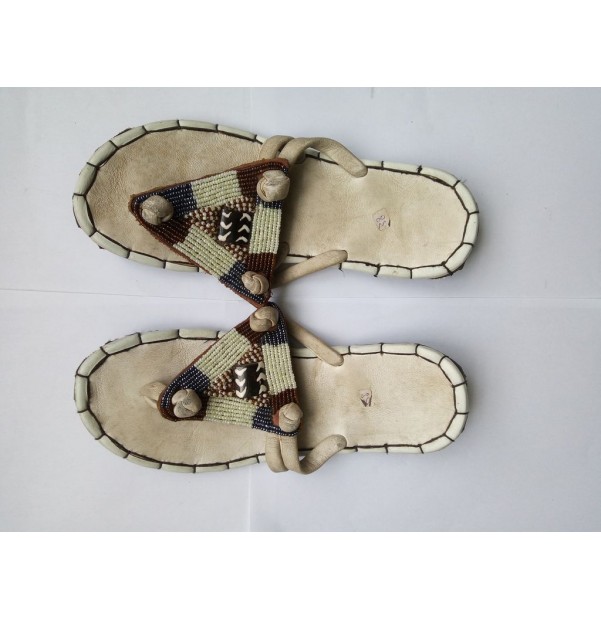 Beaded Leather Sandals 