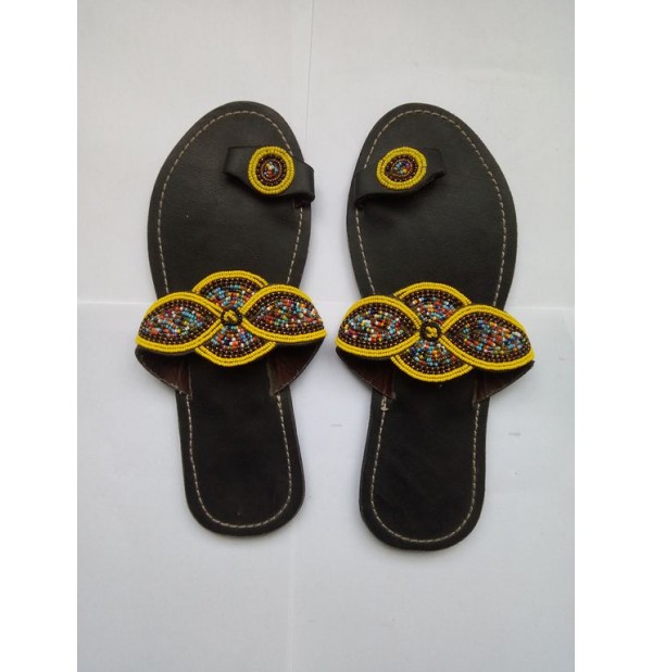 Beaded Leather Sandals 